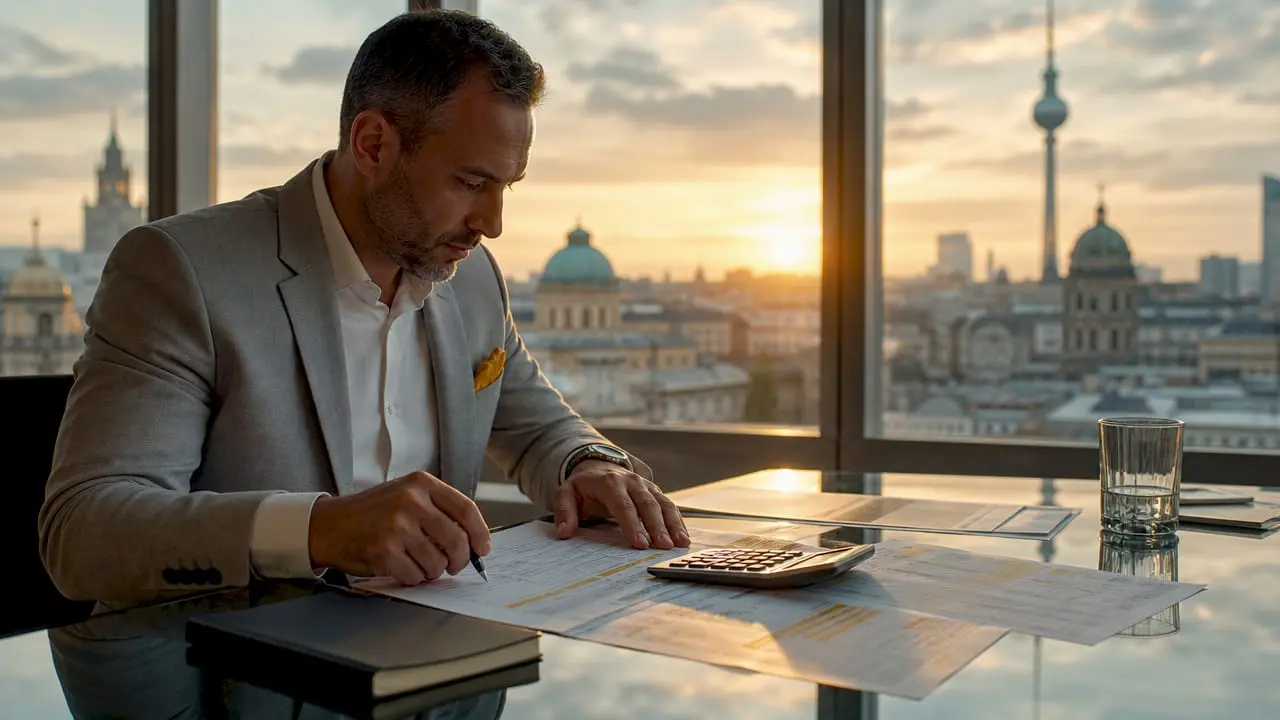 Professional reviewing insurance documents at desk