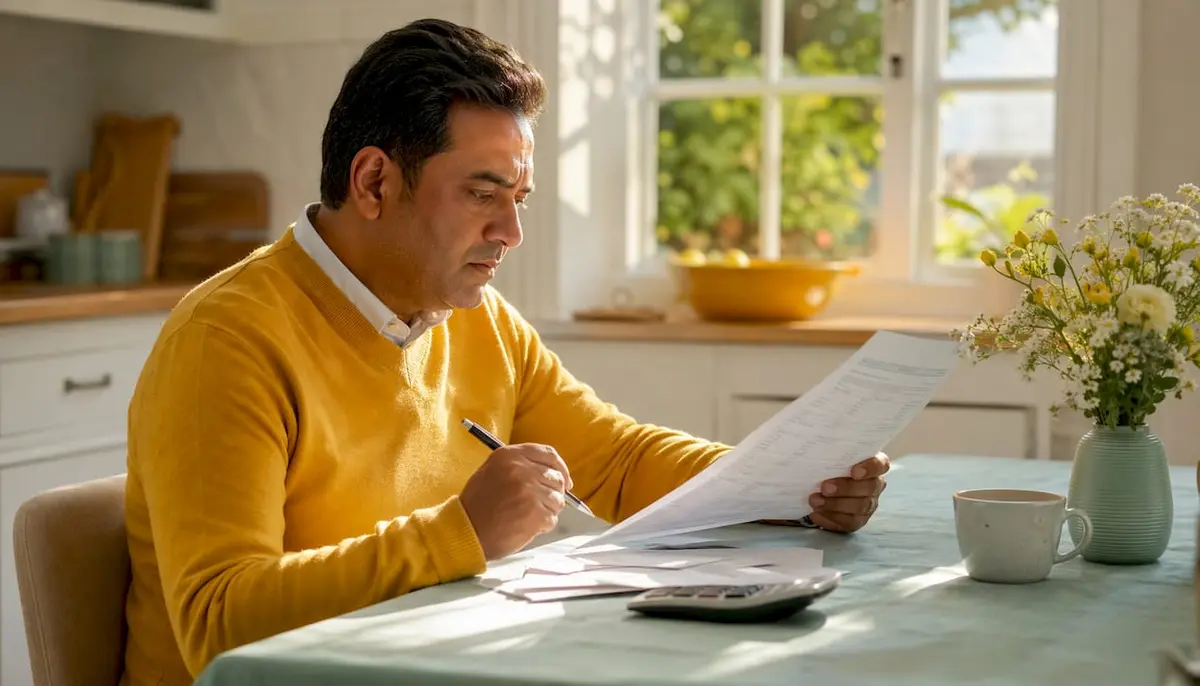Man reviewing private health insurance quote in office