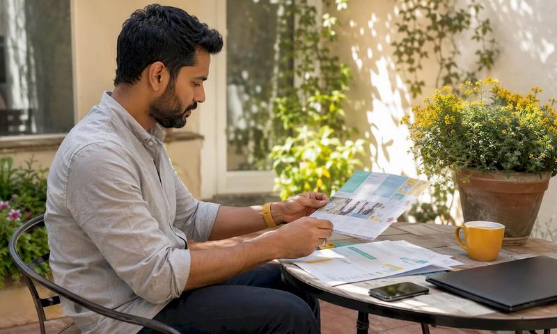 Skilled worker reviewing health insurance papers