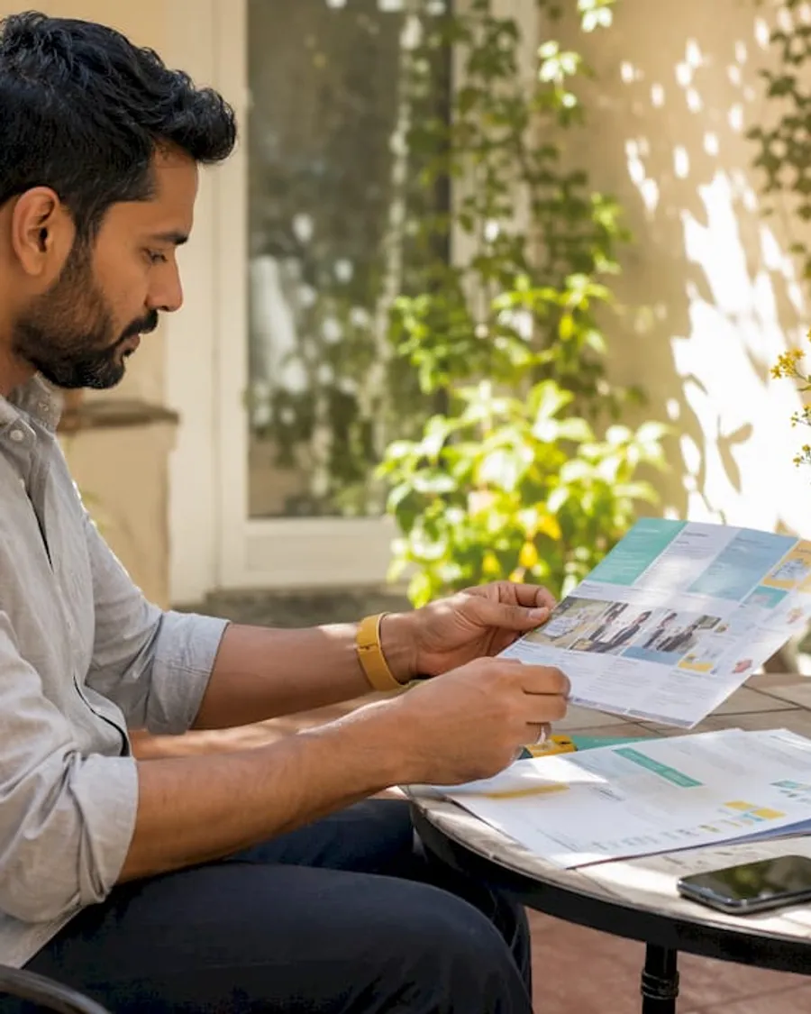 Skilled worker reviewing German health insurance papers