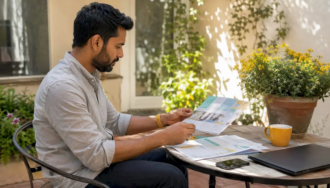 Skilled worker reviewing health insurance papers