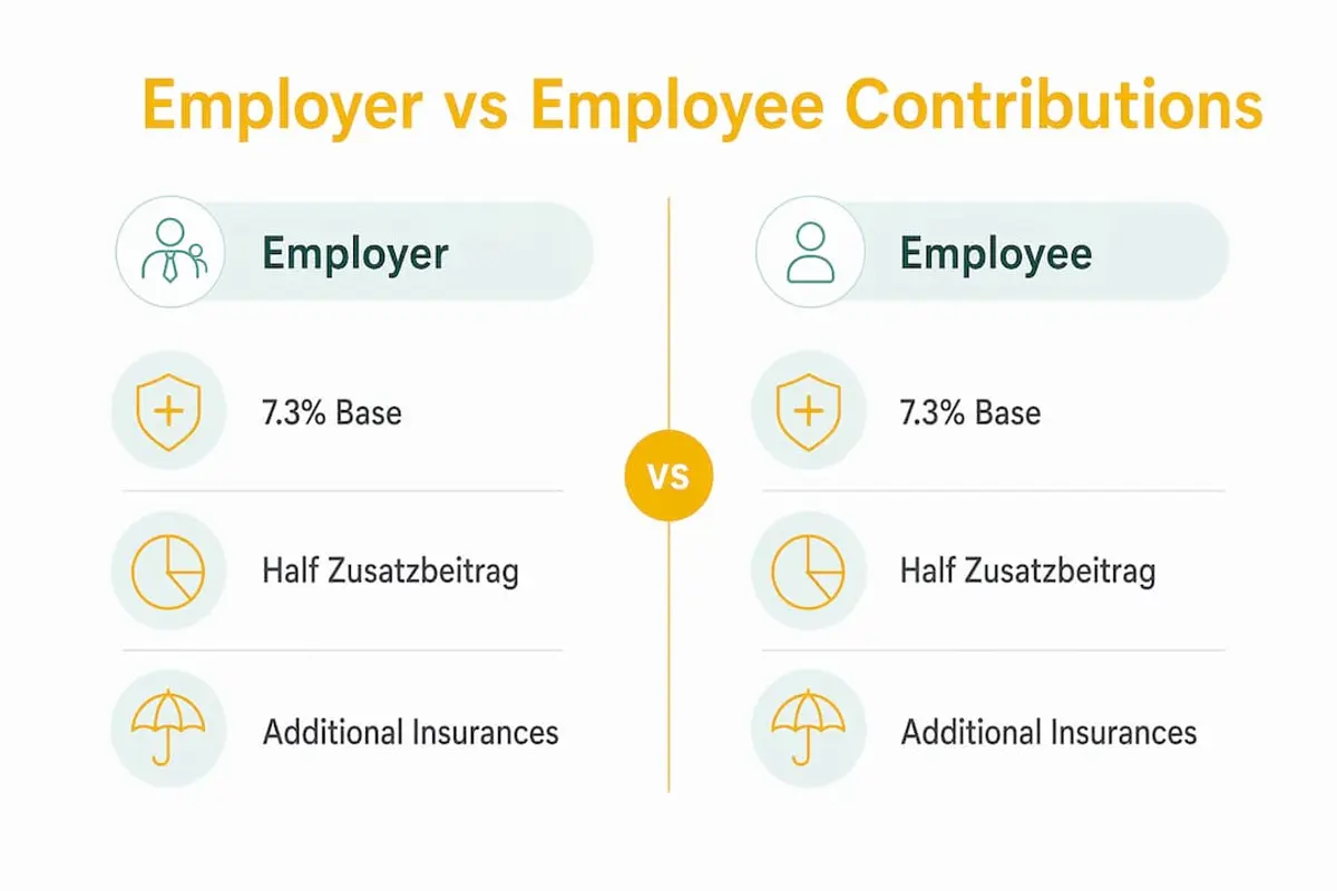 Infographic comparing employer and employee insurance contributions
