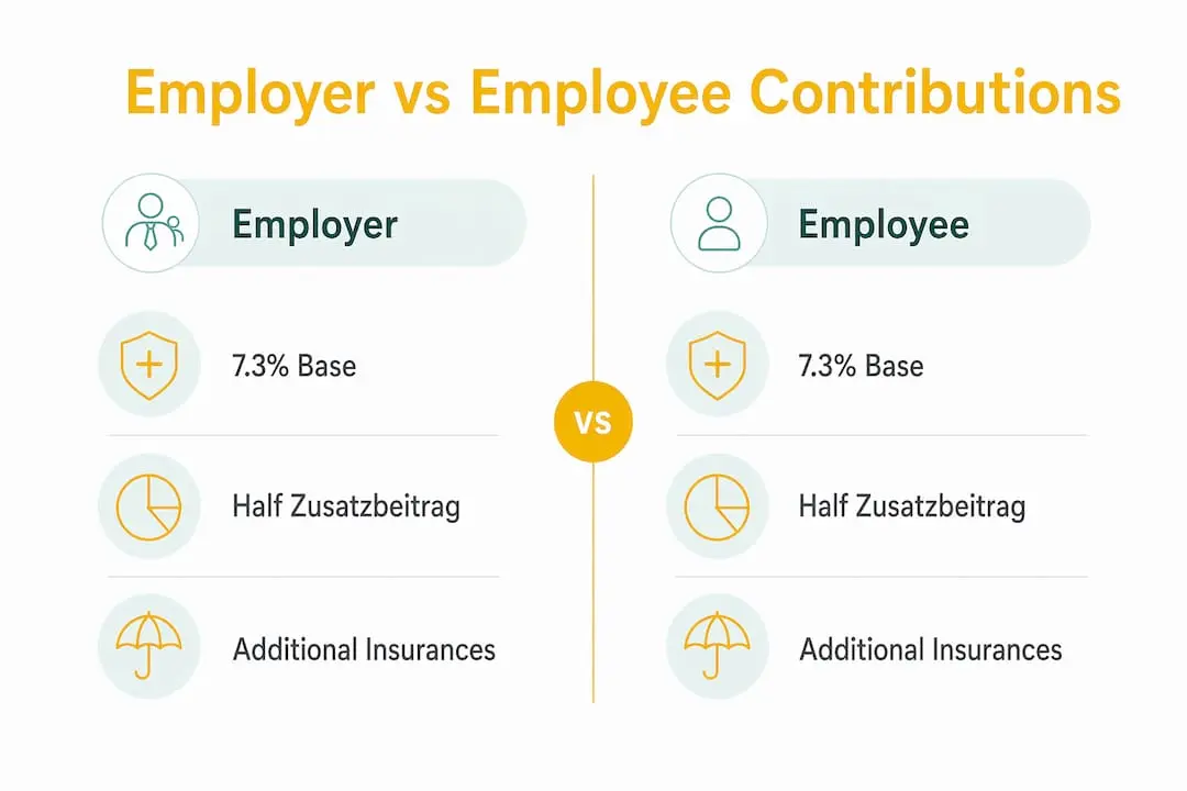 Infographic comparing employer and employee insurance contributions