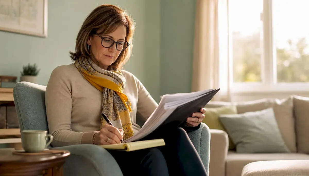 Broker reviewing rehabilitation coverage documents for a client in Germany