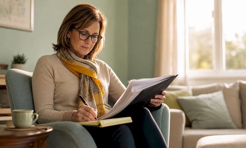 Insurance agent reviewing rehab coverage documents