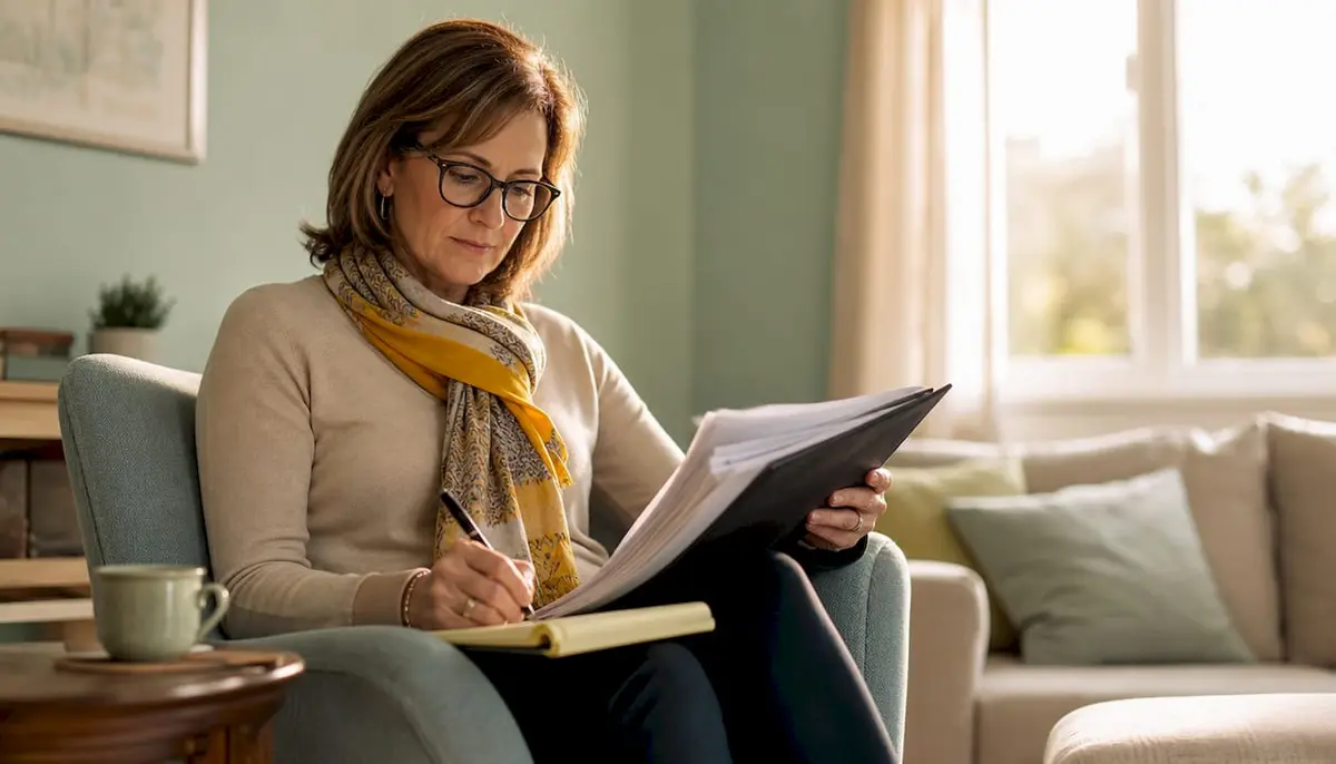 Broker reviewing rehabilitation coverage documents for a client in Germany