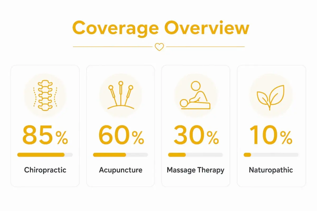 Infographic showing alternative medicine coverage statistics