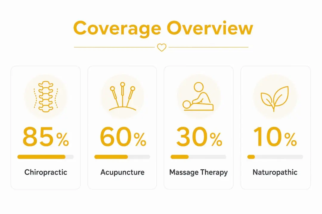 Infographic showing alternative medicine coverage statistics