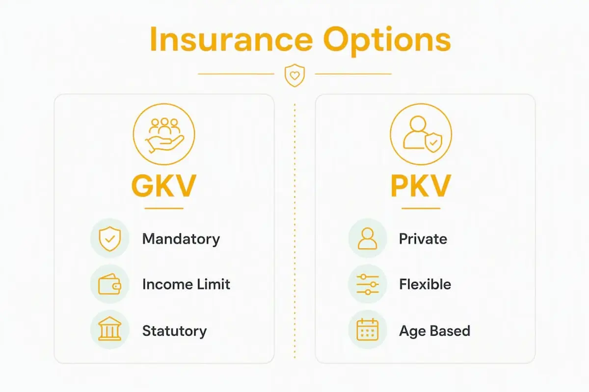 Infographic comparing statutory and private insurance options