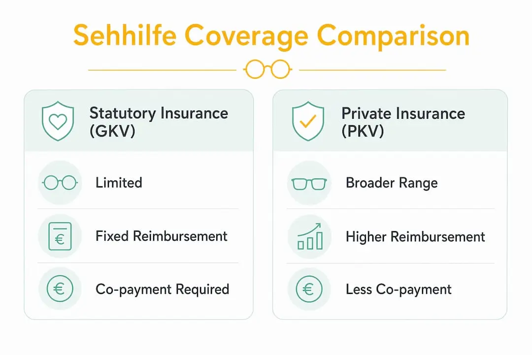 Infographic comparing statutory and private vision aid coverage