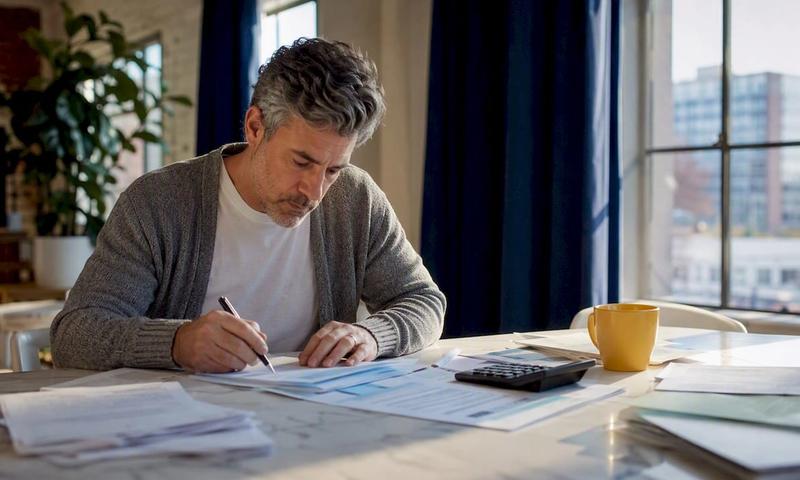 Person reviewing insurance threshold documents at home