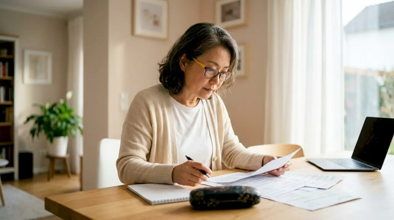 Expat reviewing German private insurance papers