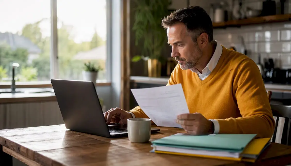 Man verifying salary for insurance eligibility