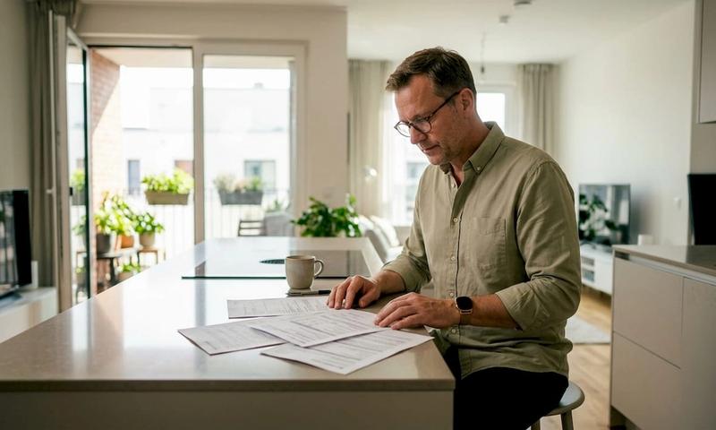 Man reviewing health insurance documents at desk