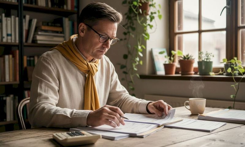 Professional reviewing German health insurance papers