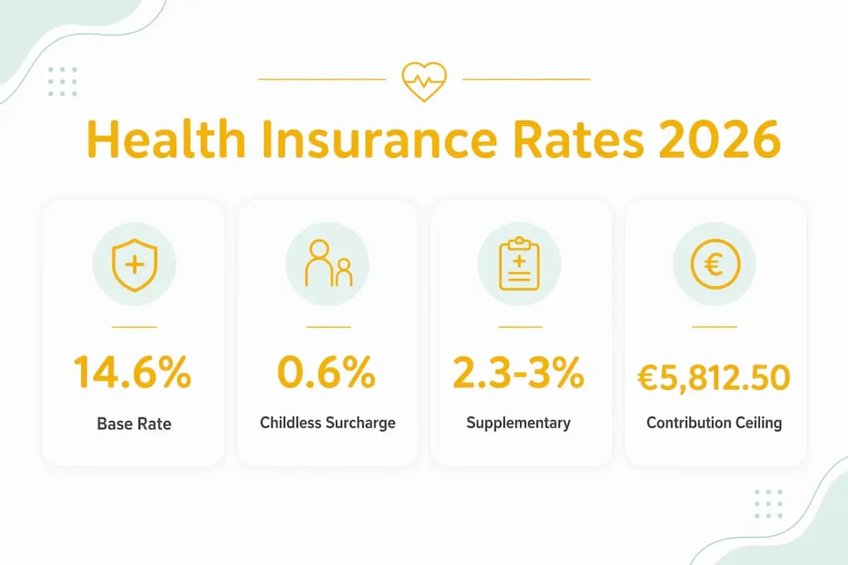 Infographic showing German health insurance contributions 2026