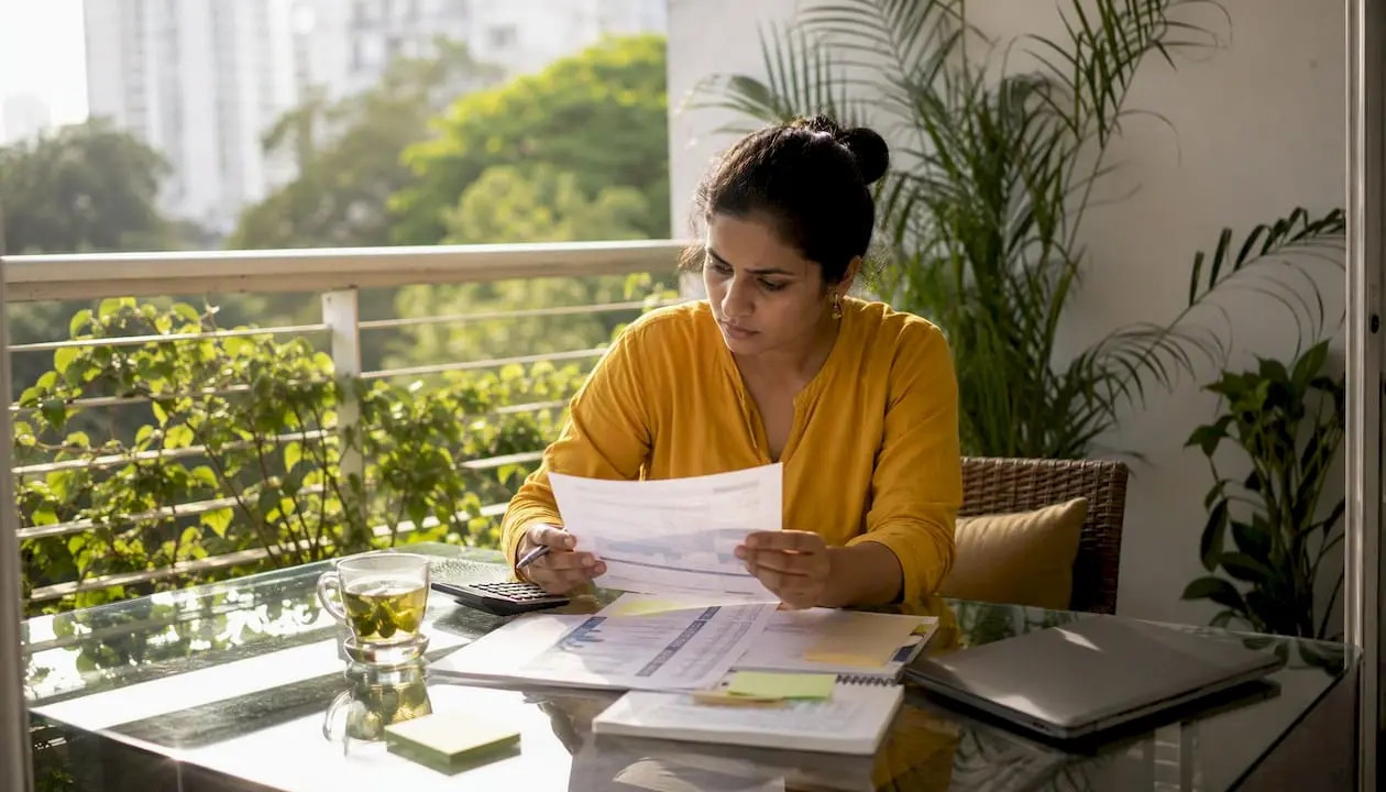 Young professional reviewing health insurance documents