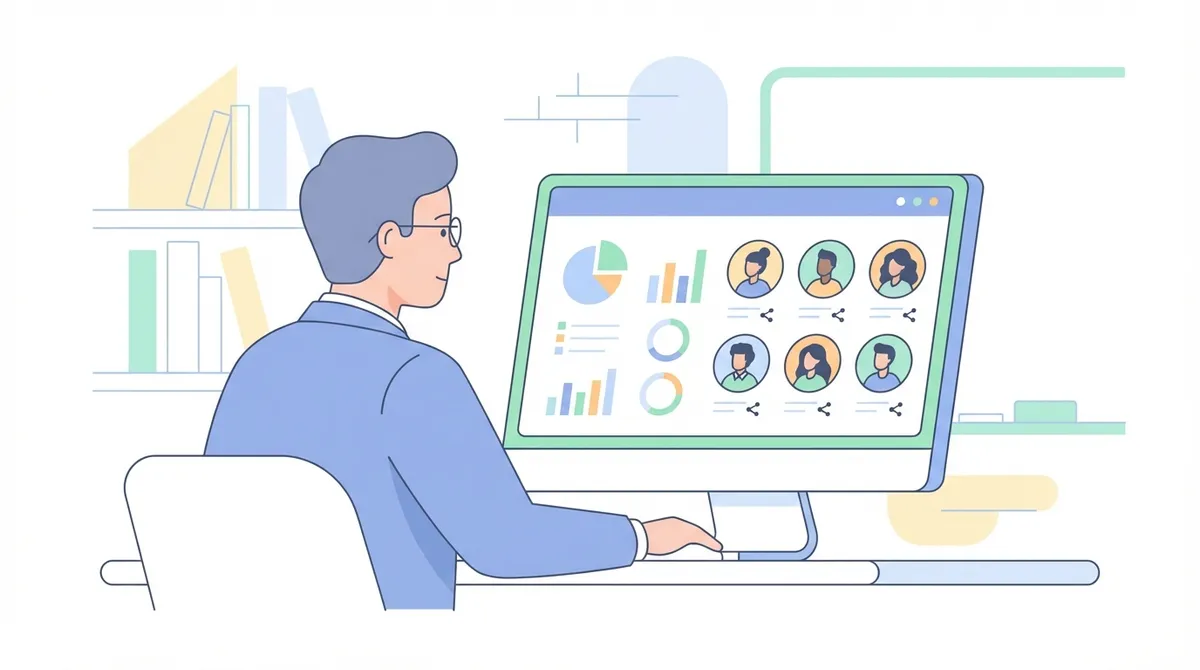 Illustrazione studente che si prepara per esame orale con dashboard e strumenti