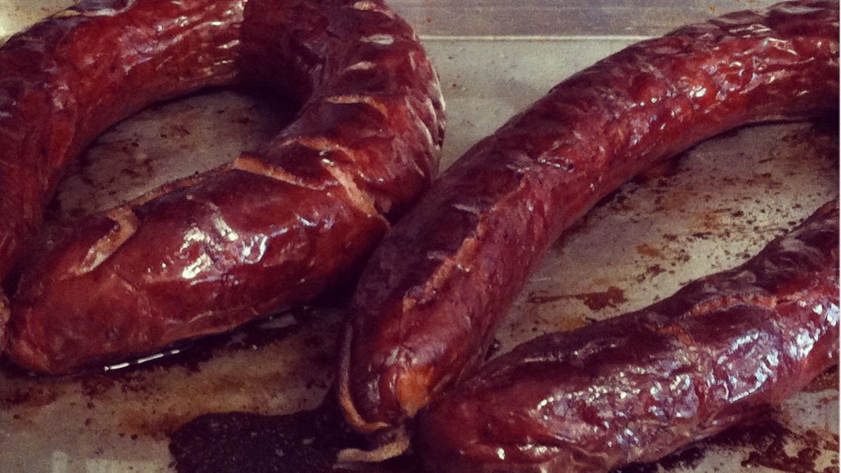 Oven roasted kielbasa. Photo by Kelley Lynn Kassa