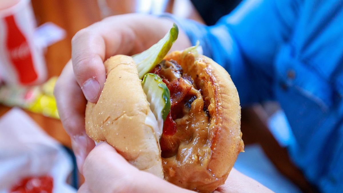 Burger with peanut butter and french fries in US