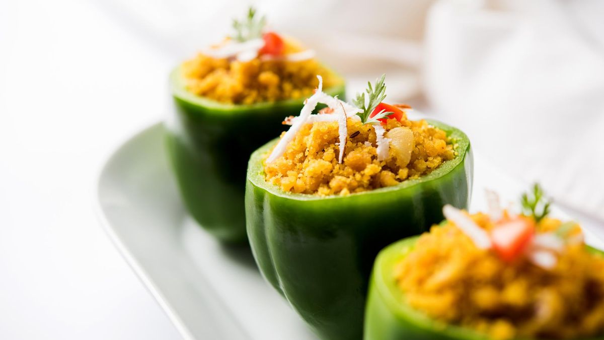 Stuffed capsicum or bharwa shimla mirchi is a popular Indian main course recipe.