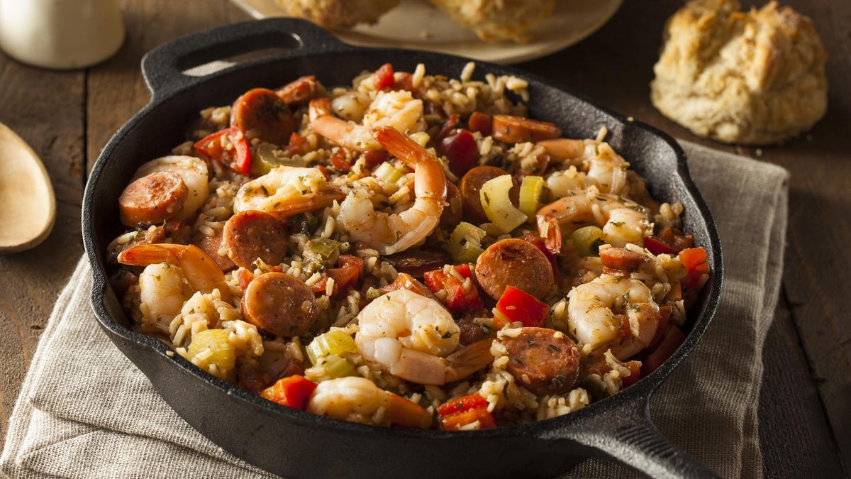 Spicy Homemade Cajun Jambalaya with Sausage and Shrimp