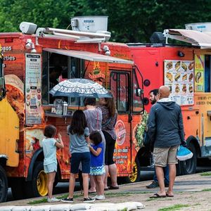 Washington DC, USA - June 9, 2019: Food trucks and people on the National Mall