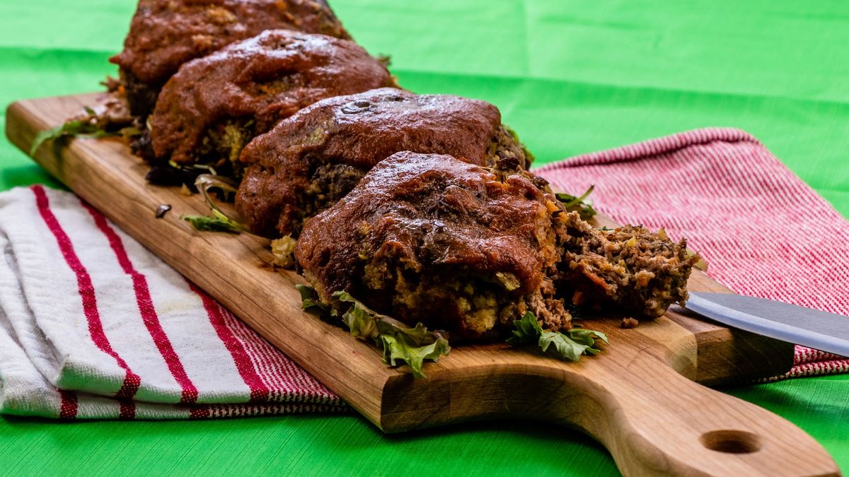 Mini meatloaves with zippy tomato sauce. Calgary, Alberta, Canada