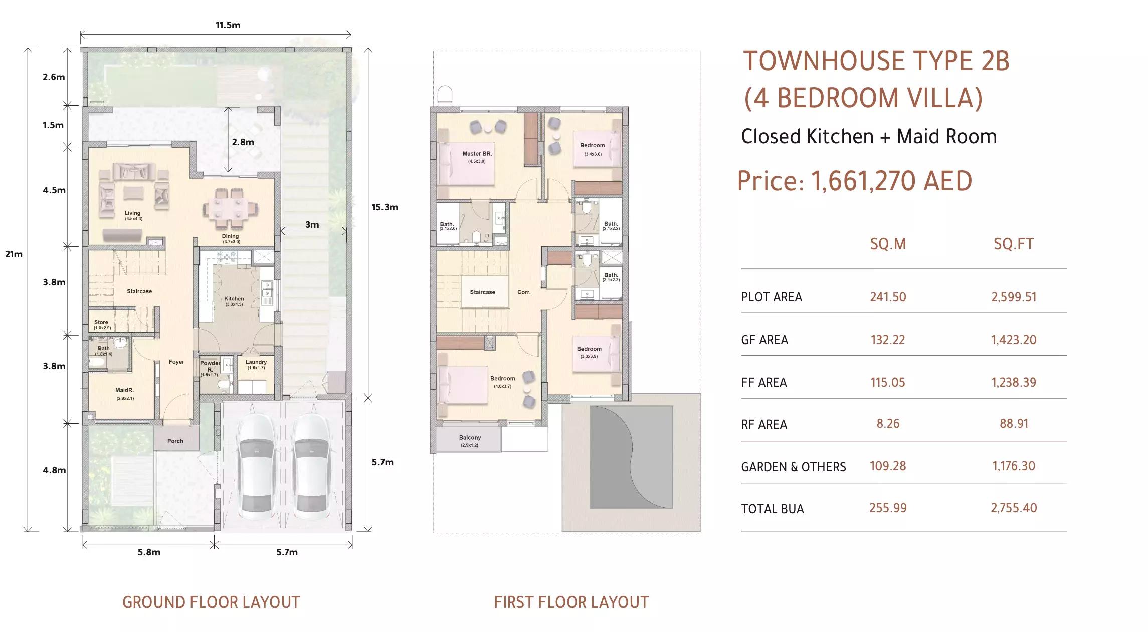 Type 2B (4 Bedroom Villa) Closed Kitchen + Maid Room