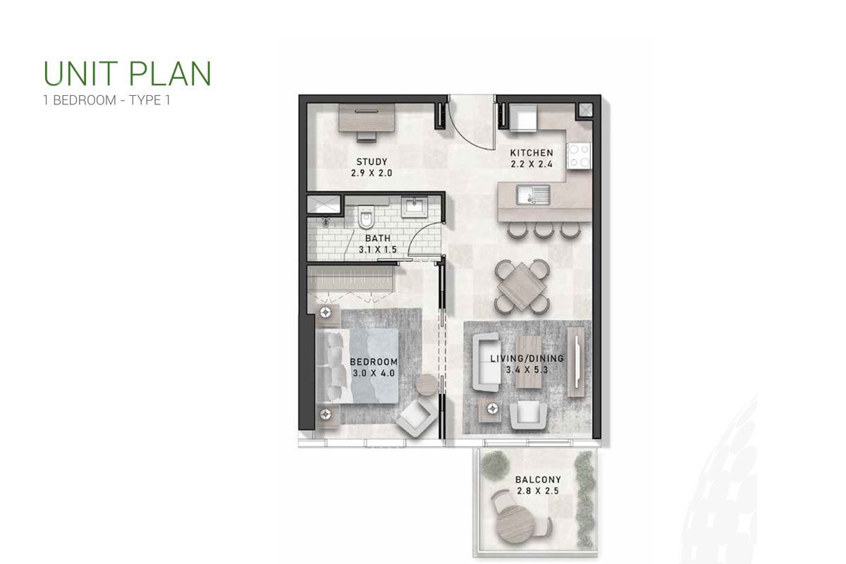 1 Bed, Type 1 to 1 Bed, Type 2