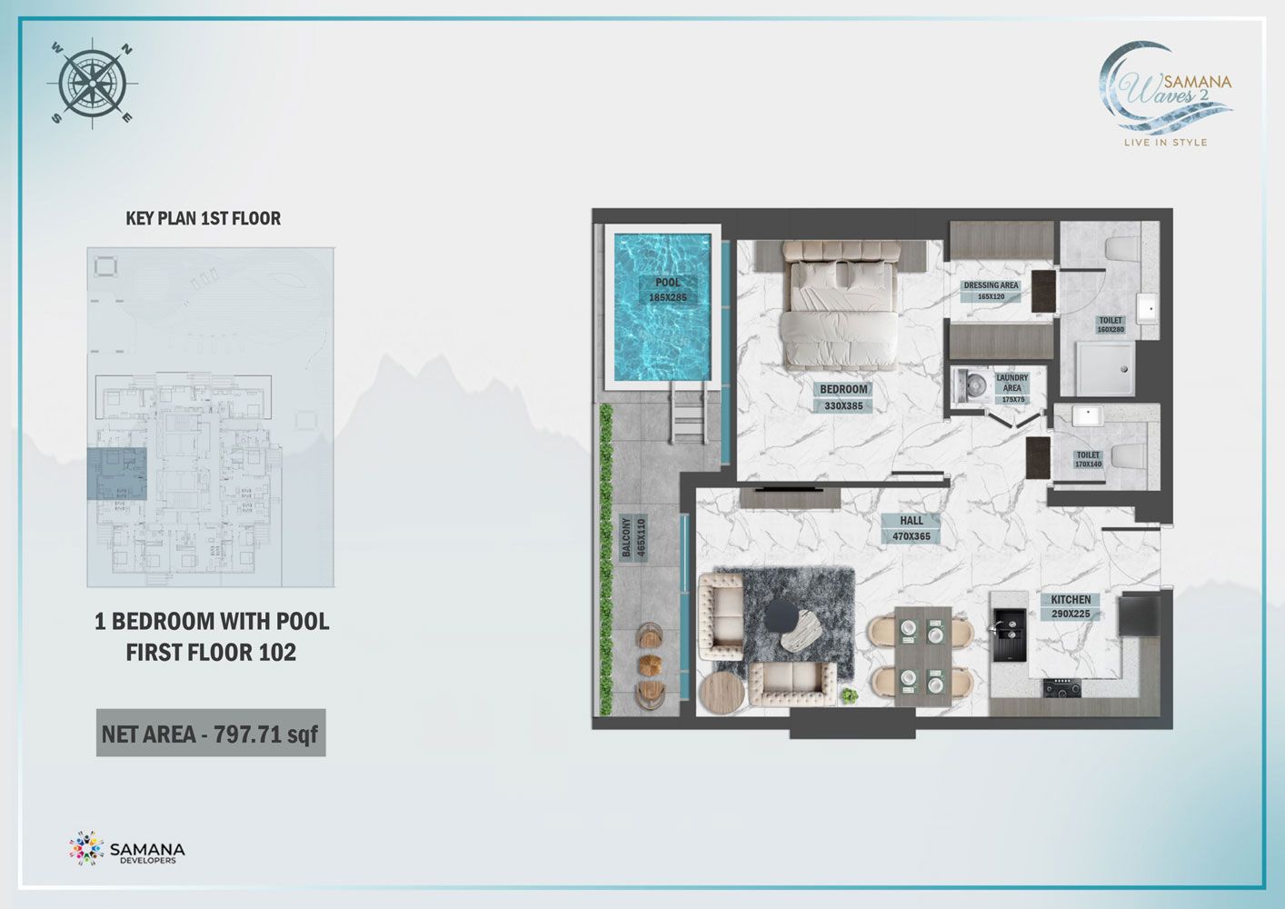 Unit 1003, Private Pool to Unit 907, Private Pool