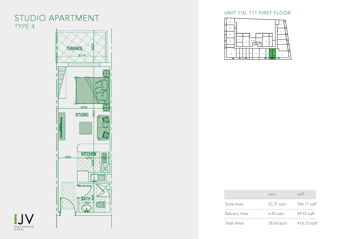 Type 18, Unit G03,G04,G05,G06 - Ground Floor to Type 9, Unit 112, 115 - First Floor