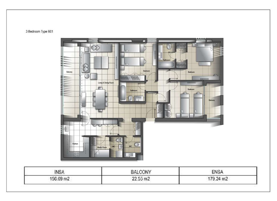 	3 Bedroom Type B01 Size 179.27 sq.mtr to Duplex 3 Bedroom Type H01 9th Floor Size 79.41 sq.mtr