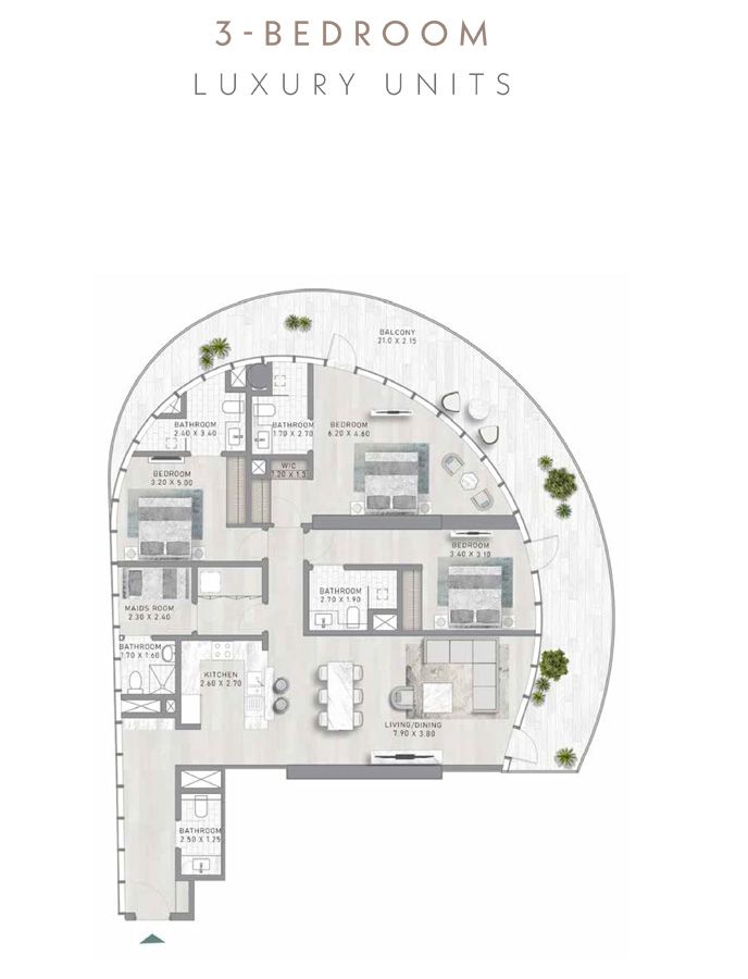 3 Bedroom, Luxury Unit-3 to 3 Bedroom, Tower A & B