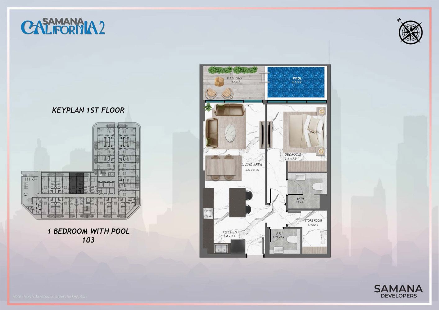 1 Bedroom, 103 to Studio, 110