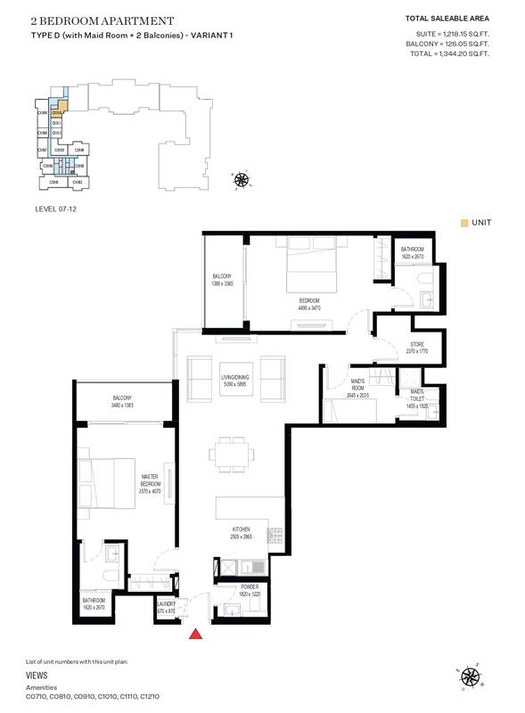 Type D (with Maid Room + 2 Balconies)-Variant 1 to Type L (with Maid Room + Balcony)-Variant 1