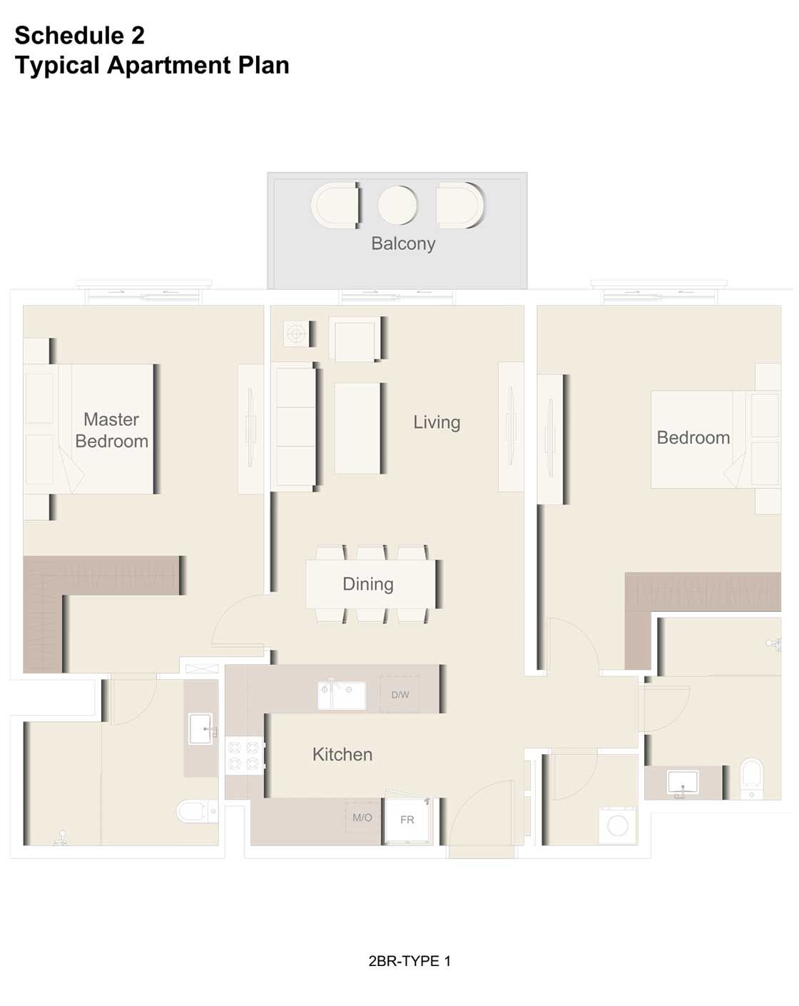 2 Bed Schedule -2, Typical Plan-1 to 2 Bed Schedule -2, Typical Plan-5