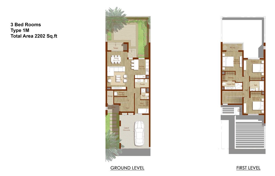 Type-1M,-3-Bedroom,-Size-2202-sq.ft to Type-2M,-3-Bedroom