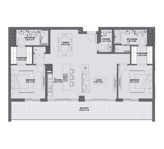 2 Bed - Duplex - Level 7 - Lower Floor to 2 Bed - Ground Level to Level 6