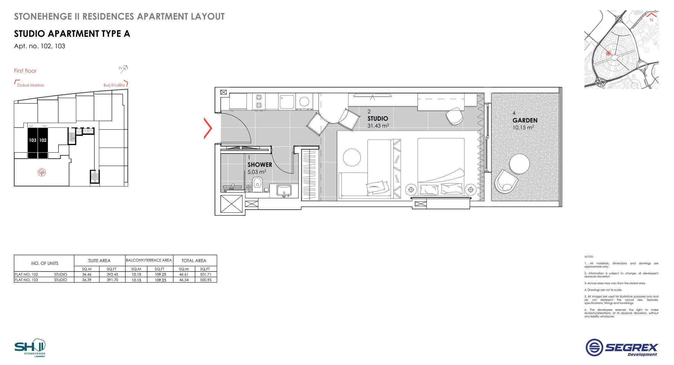 Type A - Apt. no. 102, 103