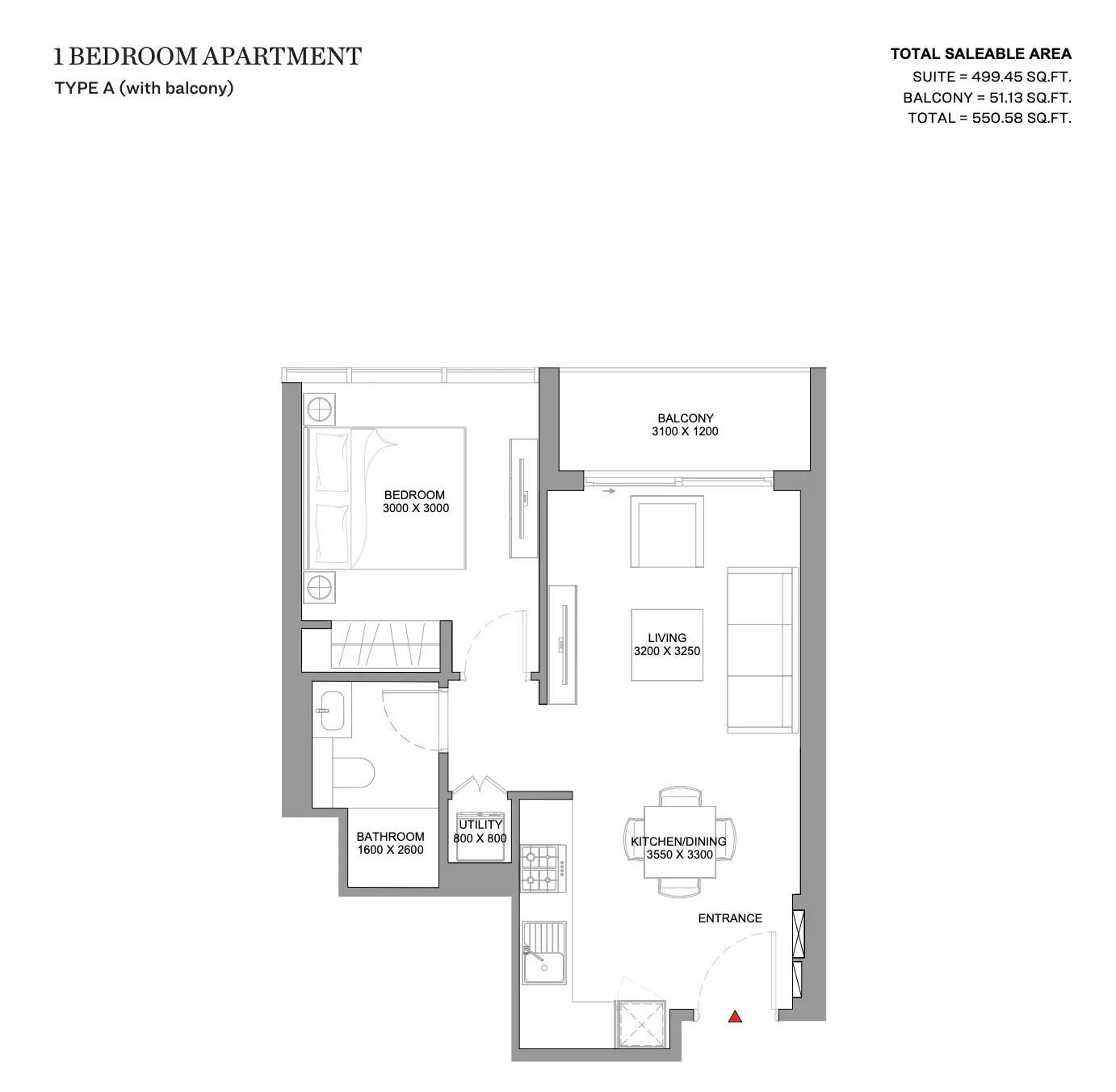 Type A (with balcony)