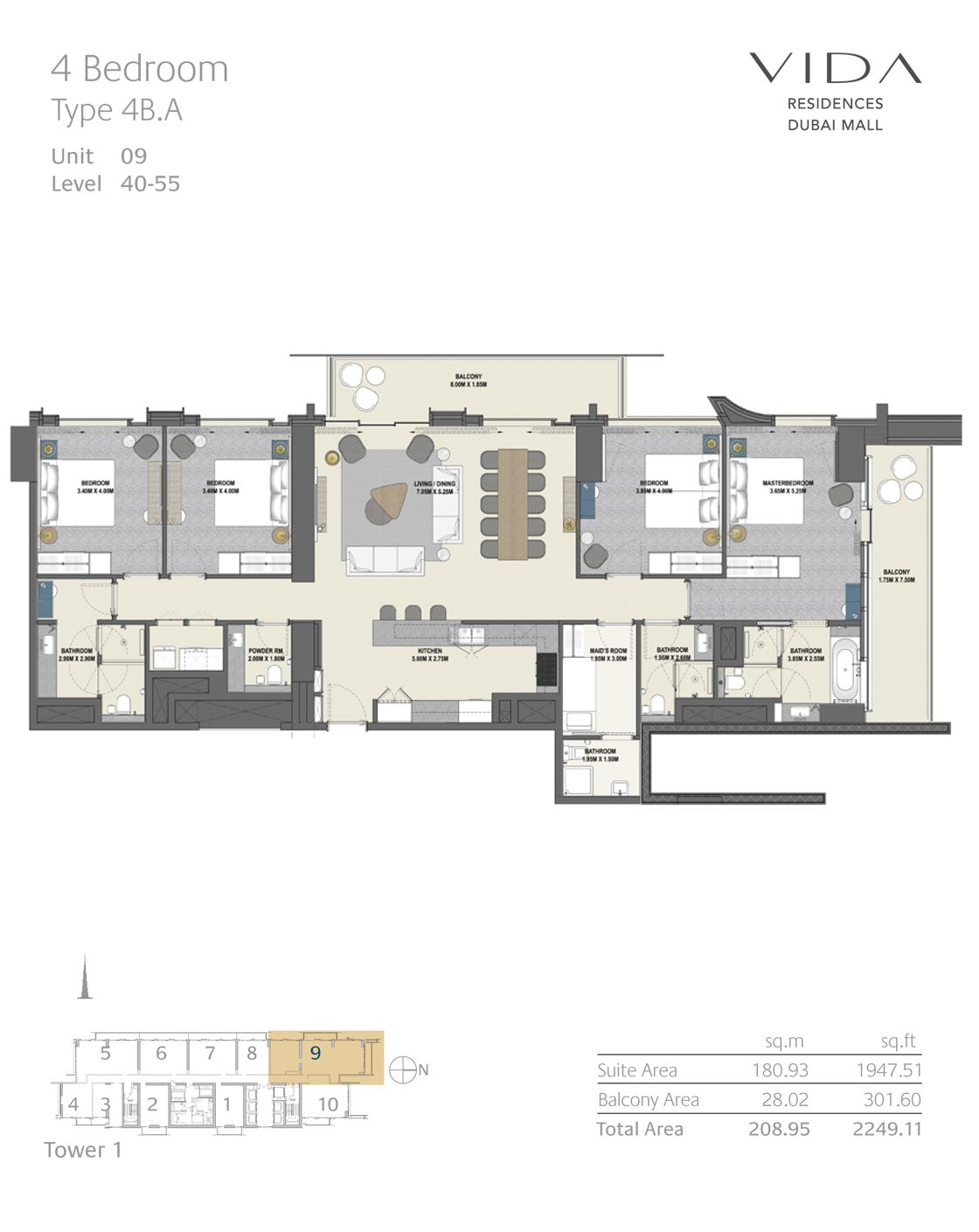 4 Bedroom Type 4B.A Unit 09 Level 40-55