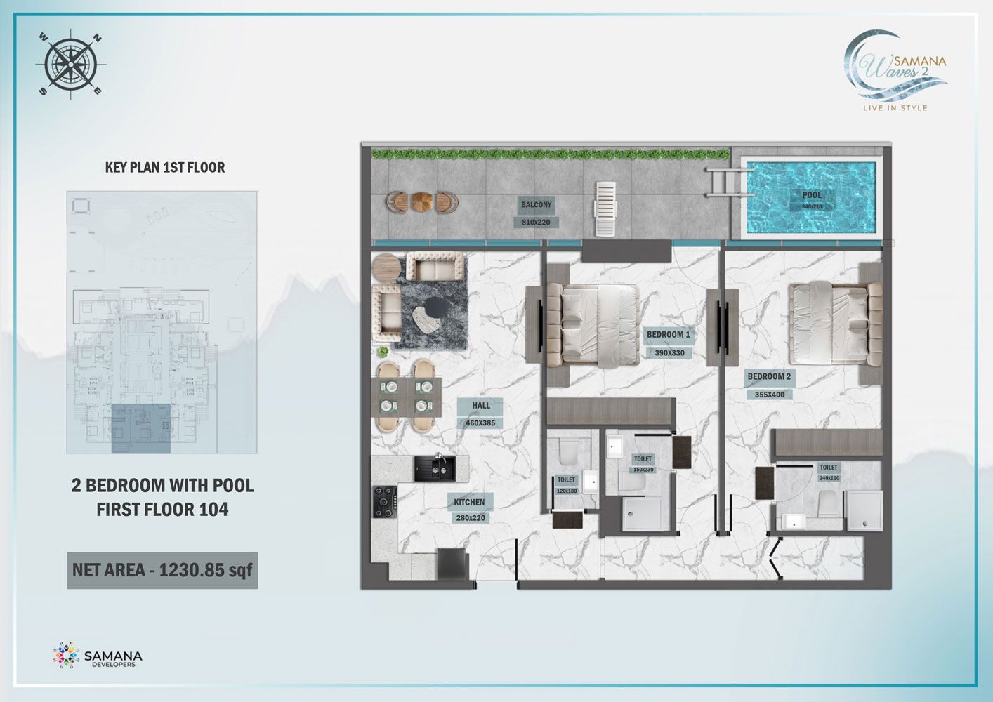 Unit 1005, Private Pool to Unit 905, Private Pool