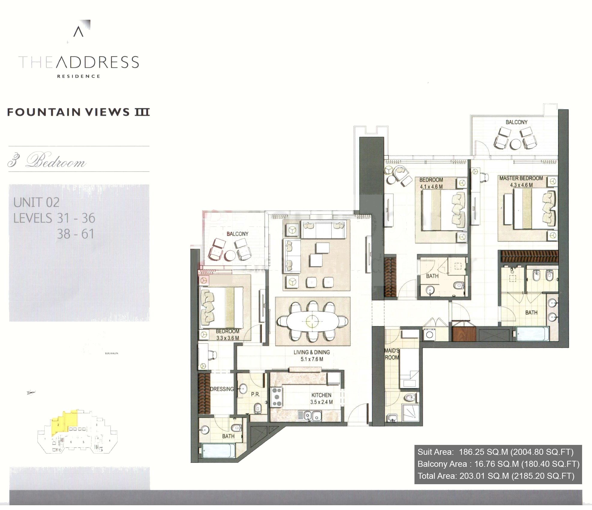3 BR, Unit-02 to 3 BR, Unit-03