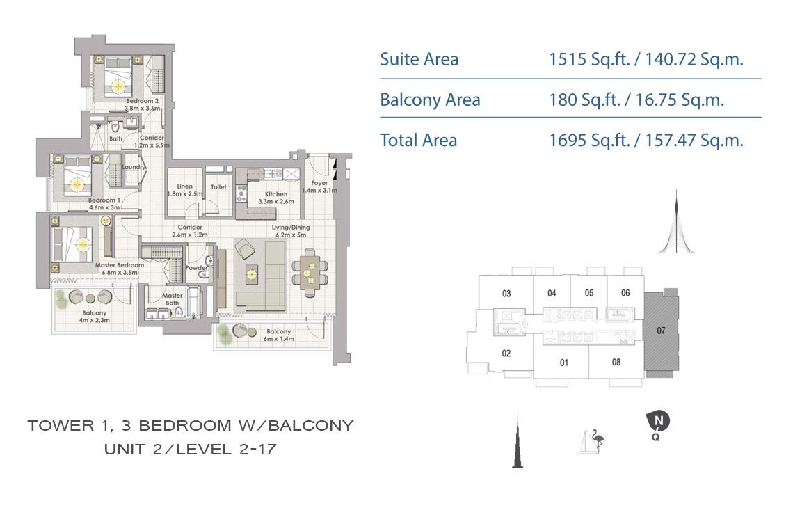 tower1_bedroom3_unit2 to tower1_bedroom3_unit7_level_19-34