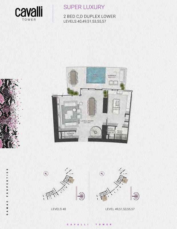 Super Luxury C,D Duplex Lower Levels 40,49,51,53,55,57 to Super Luxury Type B Levels 42,47