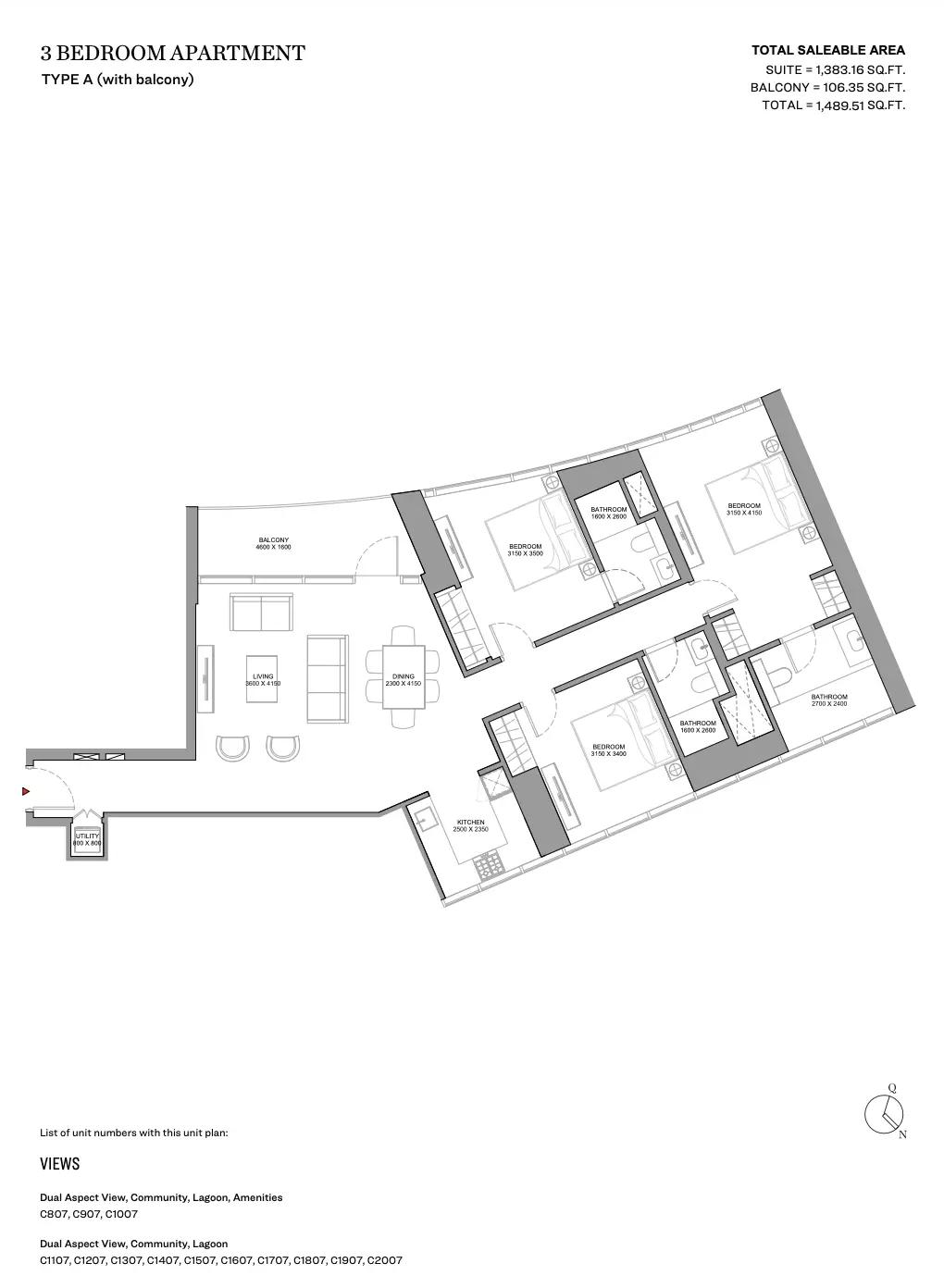 Type A (with balcony)