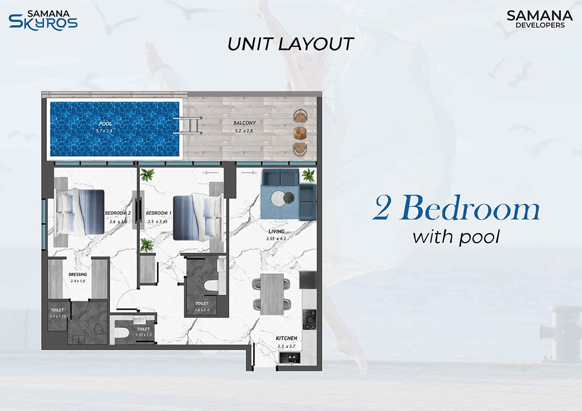 10th Floor, 1bhk with Pool 1003 to With Pool