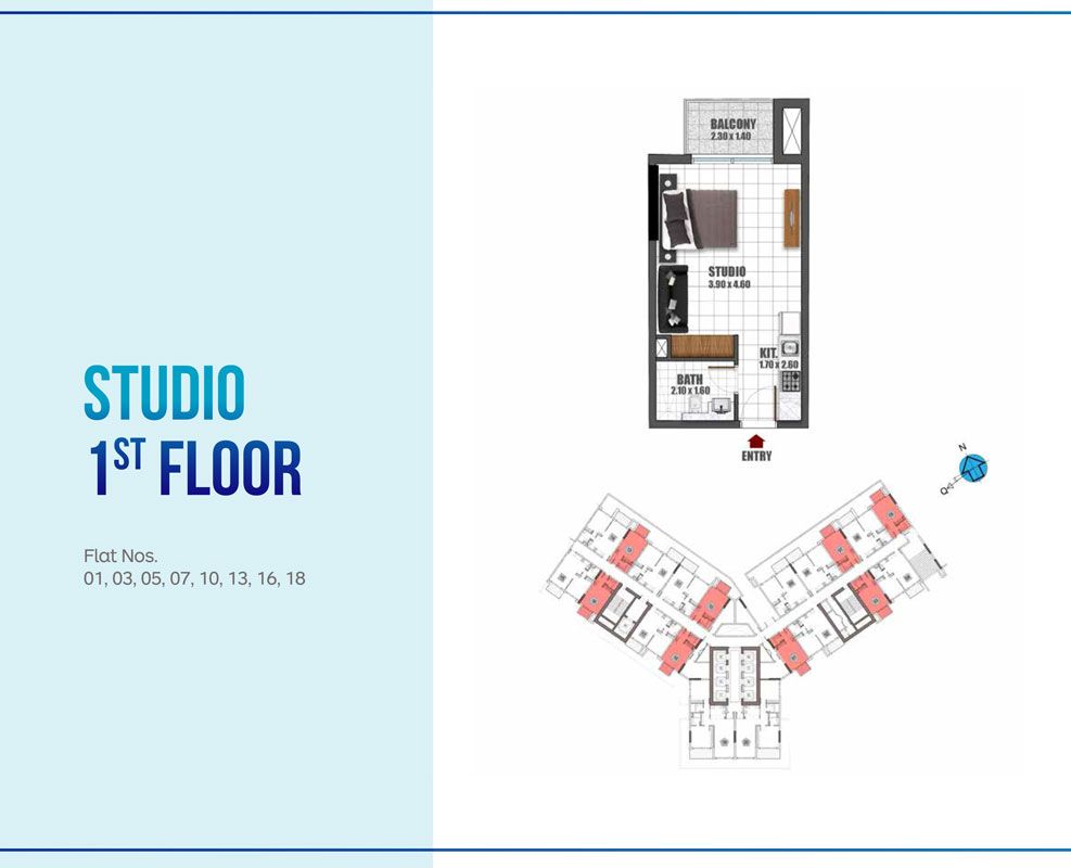 1st Floor, Flat Nos. 01,03,05,07,10,13,16,18 to Typical Floor, Flat Nos. 01,03,05,06,08,11,12,15,17,18,20,22