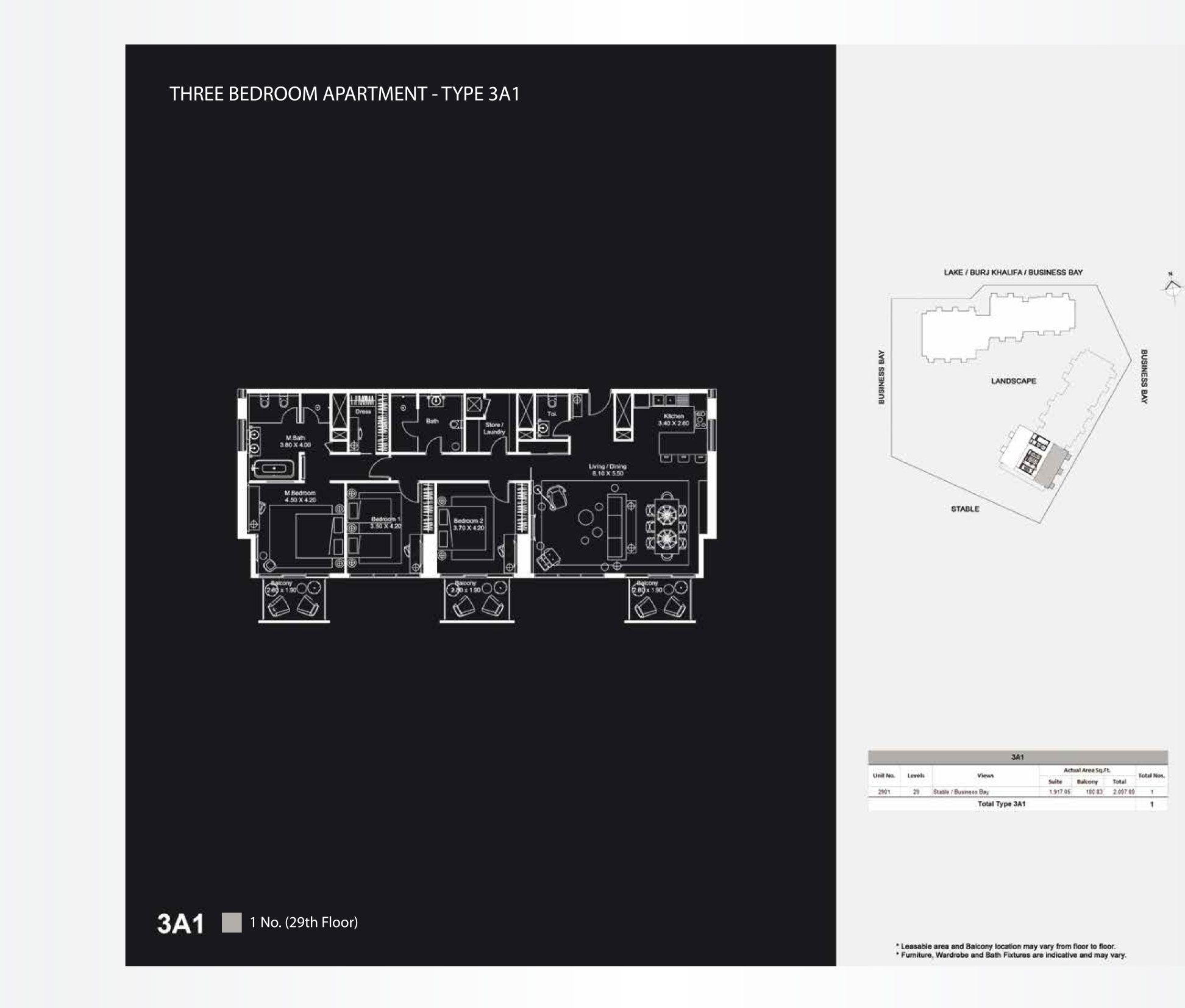 3 Bedroom Apartments Type 3A1 - 2097 to 3 Bedroom Apartments Type 3H3 - 1988